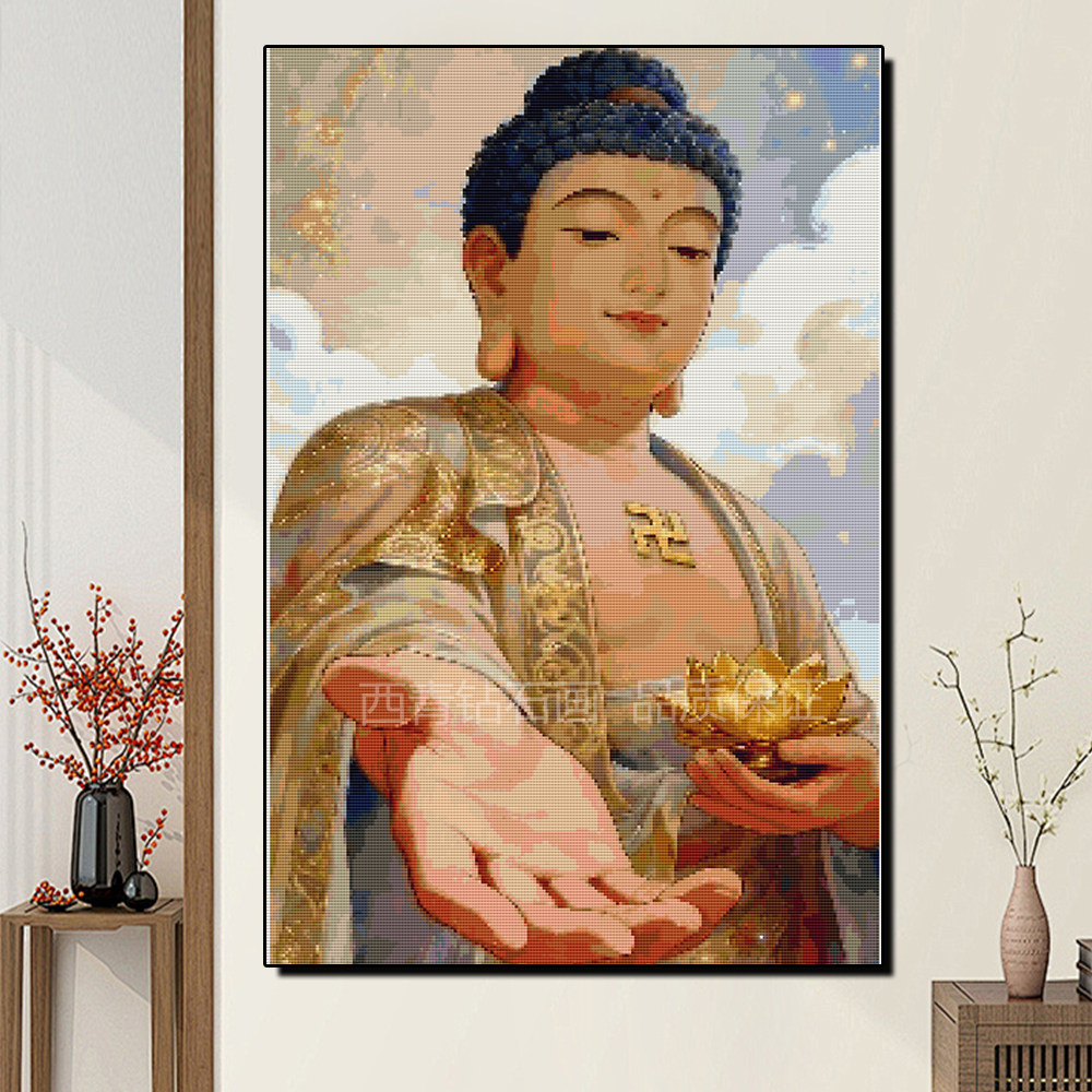 2026新品阿弥陀佛钻石画禅意如来佛像菩萨竖版玄关客厅过道装饰画
