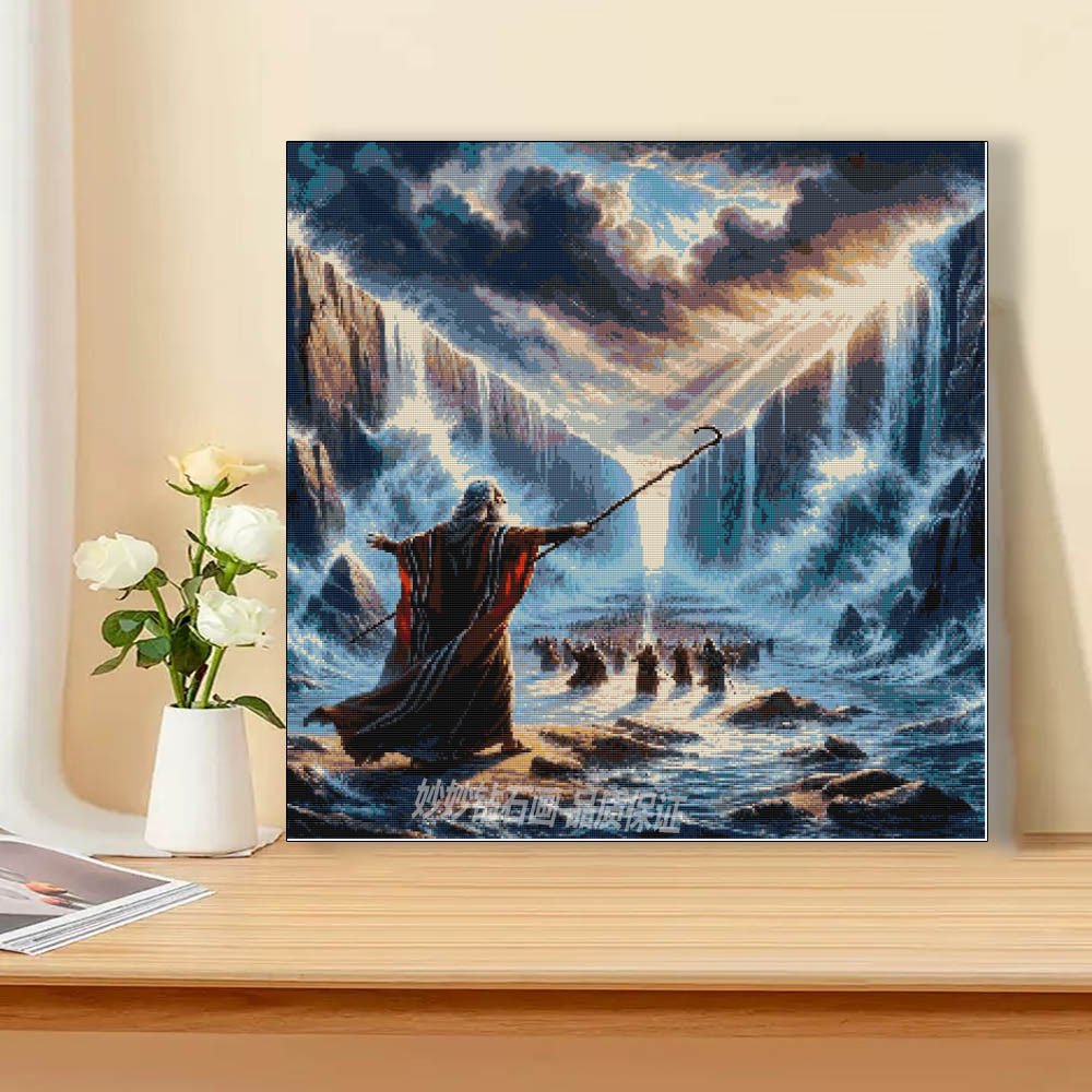 摩西过红海十字绣钻石画成人DIY手工客厅装饰画马赛克刺绣点钻画