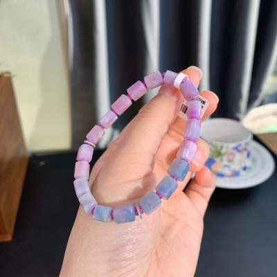 回收天然舒俱来手链 烂漫的蓝樱花儿 粉蓝渐变 13.92克