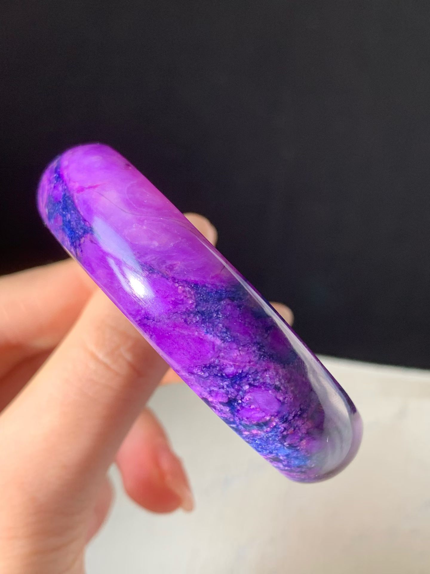 回收天然舒俱来手镯皇家紫玉化冰透老油料尺寸15.1*7.3*54mm40.7g