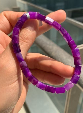 回收南非舒俱来老矿料凝胶紫手链13.21克5×8.5mm
