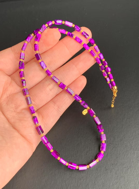 回收舒俱来丝绒项链， 颜色艳丽，18k金配件， 规格：4*6mm，9g