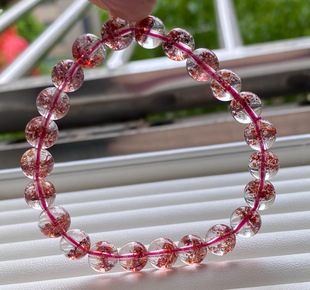 三轮骨干手链 重17.1g 回收天然金草莓晶手链 规格8mm左右