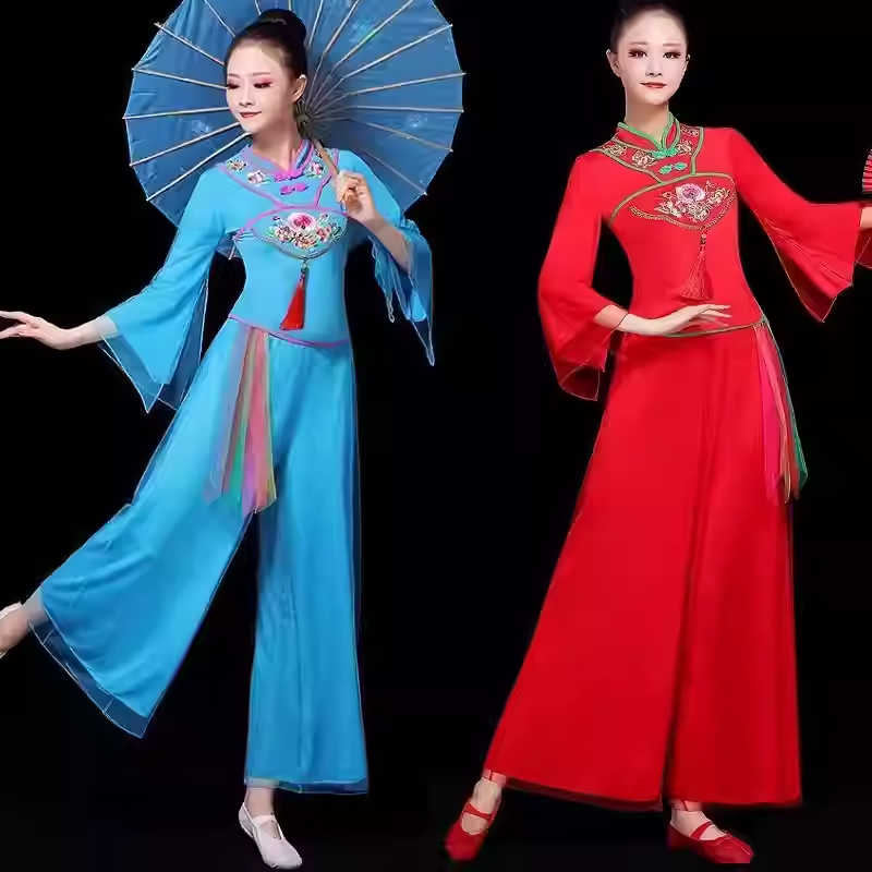 新款民族舞蹈服绣花喜庆腰鼓秧歌服古典舞演出服女团队广场舞套装,女装/女士精品,民族服装/舞台装,淘宝优惠券,粉丝福利购,淘宝优惠卷