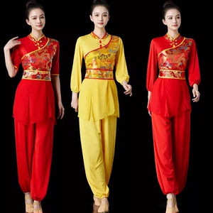 广场舞服装女2026新款中国风团体队服表演出打鼓服套装民族舞蹈服