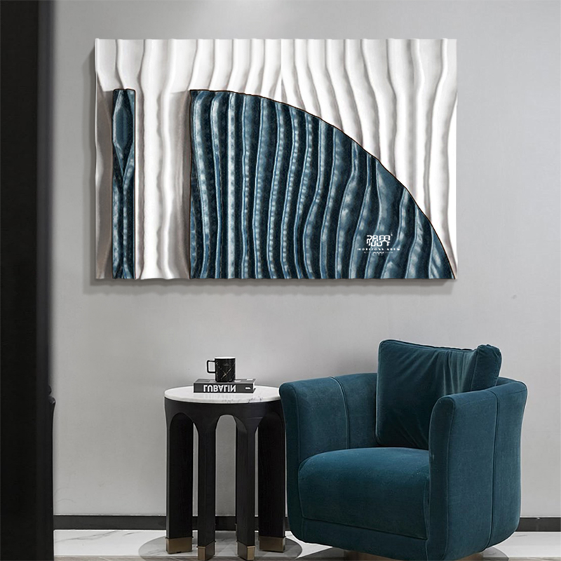 木雕手绘装饰画客厅背景墙壁画定制酒店会所挂画合作现代轻奢风格图片