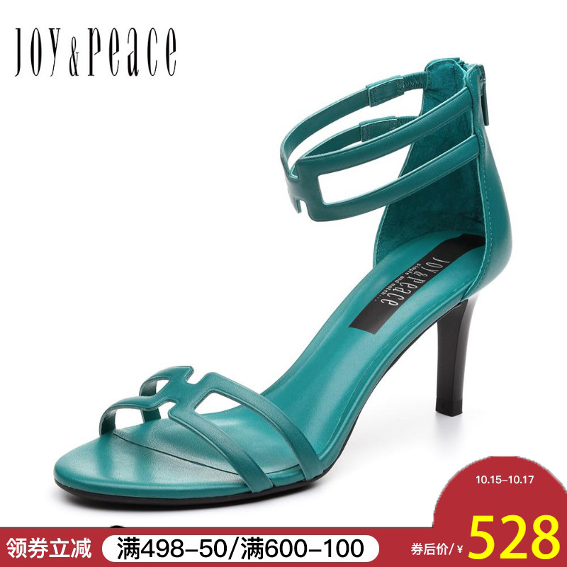 Joy&Peace/真美诗2018专柜同款牛皮革细跟高跟女凉鞋ZC675BL8