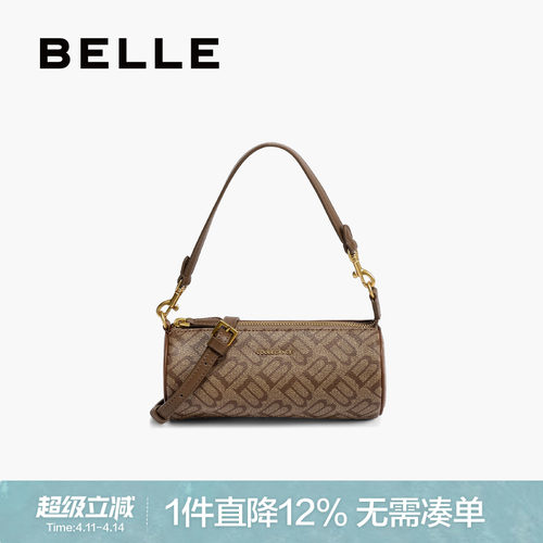 百丽复古海鸥老花波士顿包