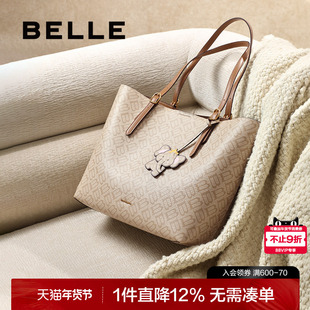 百丽女包2025新款复古海鸥老花飞象大包通勤大容量托特包X7226AX5