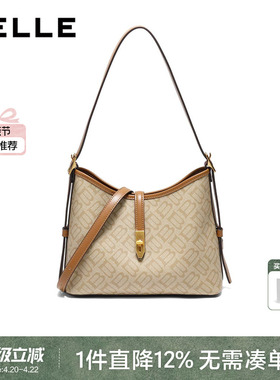 【母亲节礼物】百丽包包女新款老花托特包通勤单肩斜挎包X7023CX4