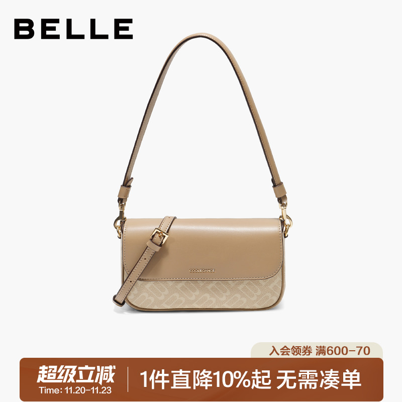 百丽25冬新款海鸥老花系列腋下包