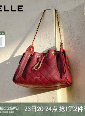 百丽女包包2026新款红色小香风托特包时尚通勤腋下包百搭X7210AX6