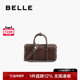 百丽包包女2025新款 波士顿包质感通勤单肩斜挎保龄球手提包BL825B