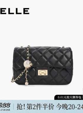 百丽包包女时尚百搭通勤黑色小香风链条包单肩包斜挎包X5083CX1