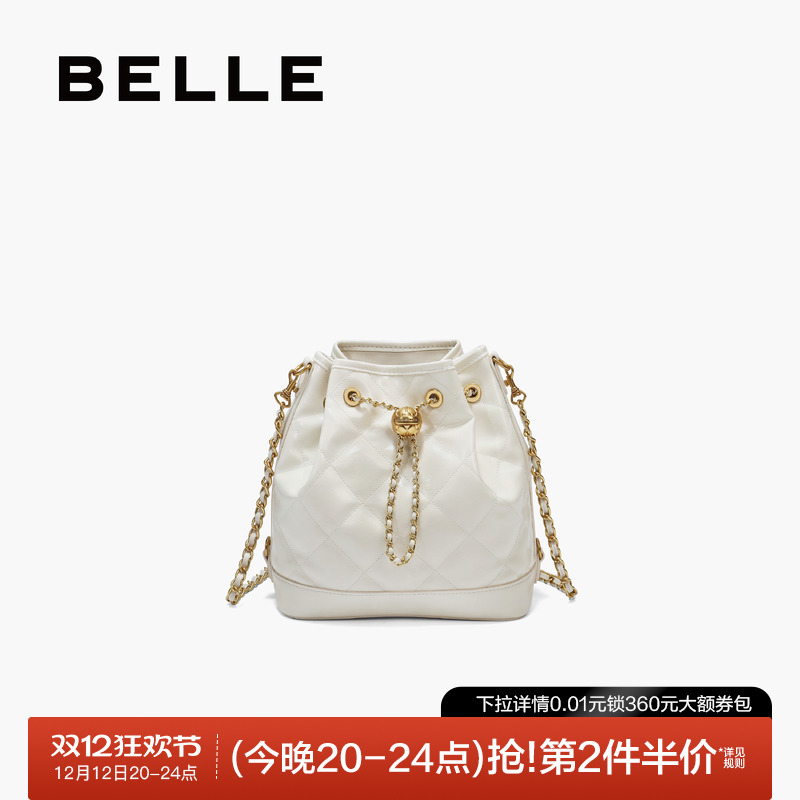 百丽2025新款休闲质感链条水桶包