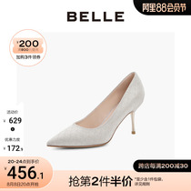 BDA03AQ2春新商场同款尖头时尚细高跟鞋婚鞋2022百丽亮片仙女鞋女