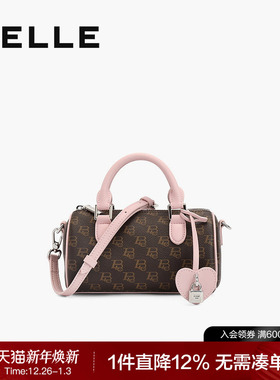 百丽包包女百搭送女友时尚保龄球包单肩斜挎手提波士顿包X7154DX4