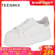 Hoạt động / Tianmei 2019 xuân mới phong cách thể thao thấp giúp phụ nữ giày da bình thường Giày trắng BX004AM9 - Giày cắt thấp