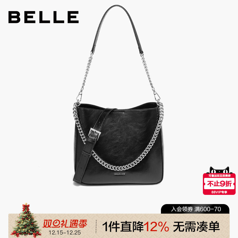 百丽2025新款简约链条水桶包