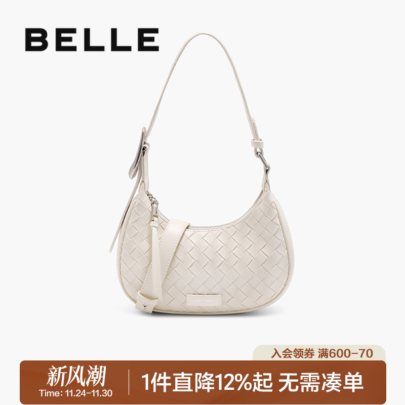 百丽2025休闲质感新月包腋下包