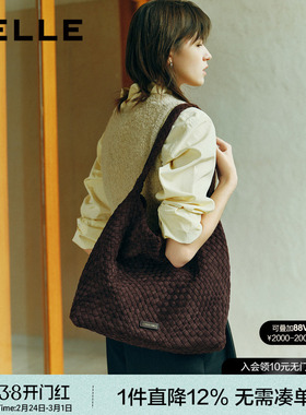 百丽女包新款休闲时尚编织包单肩hobo包百搭大容量托特包JY186DX5