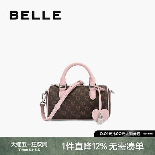 百丽时尚保龄球手提波士顿包