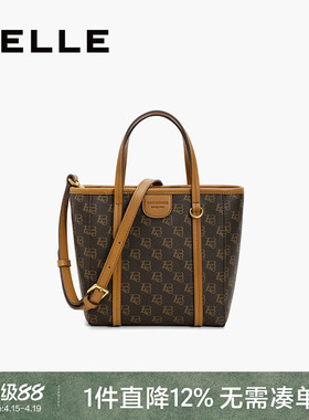 百丽包女新款菜篮子复古老花通勤单肩包斜挎包手提托特包X6998BX4