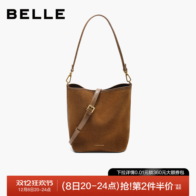 百丽包女2025新款海鸥老花水桶包