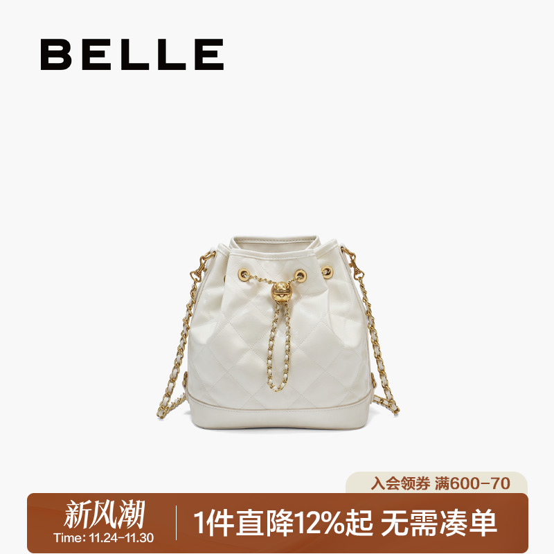 百丽2025新款休闲质感链条水桶包