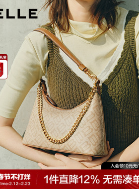 百丽包包女新款海鸥老花精致腋下包质感斜挎包百搭单肩包X7424CX5