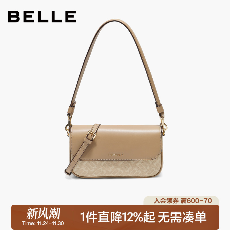 百丽25冬新款海鸥老花系列腋下包