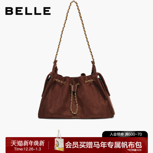 百丽2025新款休闲小香风托特包