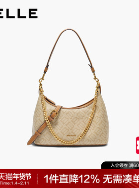 【新年礼物】百丽包包女2025新款海鸥老花单肩链条腋下包X7424CX5