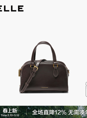 百丽女包新款质感真皮手提保龄球包斜挎反绒麂皮波士顿包BL861DX5