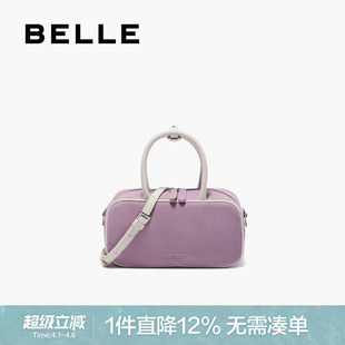 百丽包包女新款 休闲保龄球包休闲斜挎包手提波士顿包X7273BX5 时尚