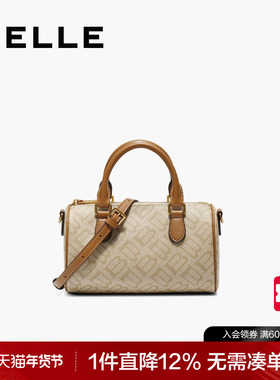 百丽包包女2025新款保龄球海鸥老花休闲斜挎手提波士顿包X7368CX5