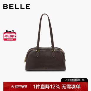 百丽女包2025新款商场同款大号单肩真皮反绒麂皮波士顿包BL862DX5