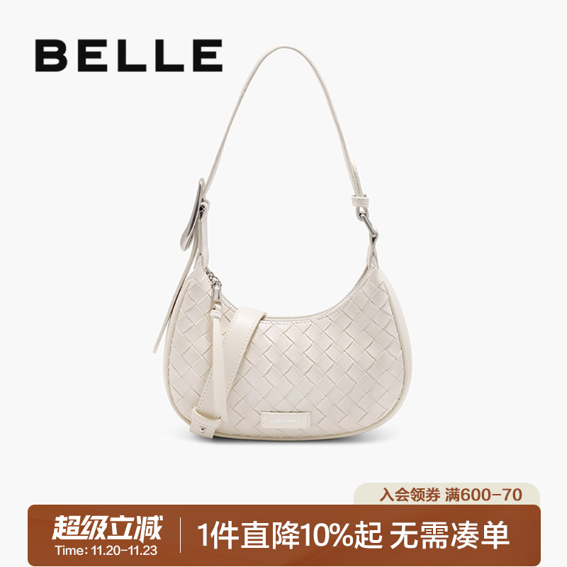 百丽2025休闲质感新月包腋下包