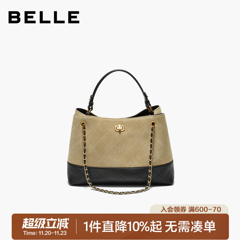 百丽2025新款时尚小香风托特包