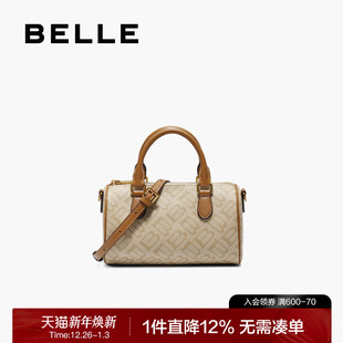 百丽包包女2025新款 保龄球海鸥老花休闲斜挎手提波士顿包X7368CX5