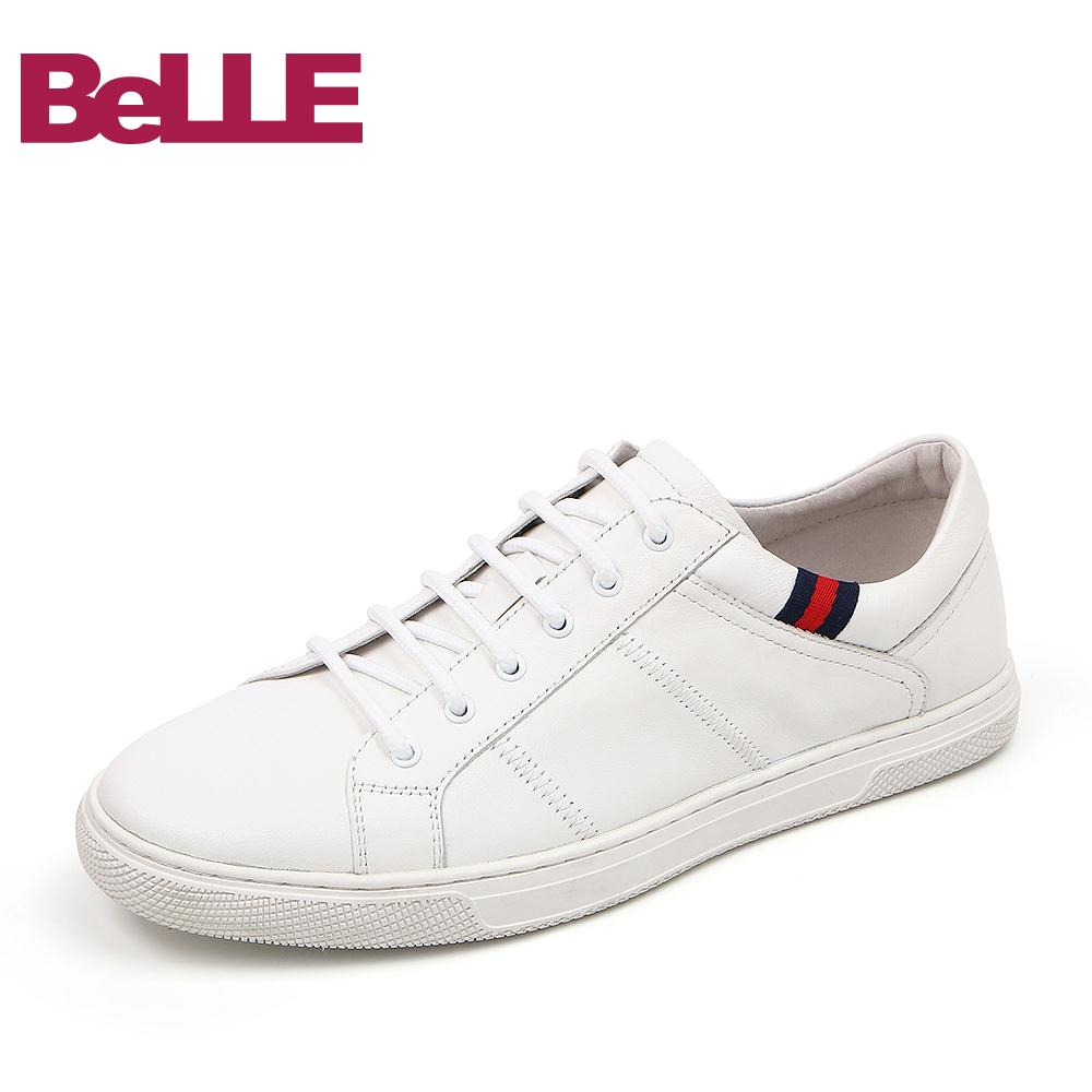 Belle/百丽2018夏季专柜牛皮革平底小白鞋男休闲鞋5TC01BM8