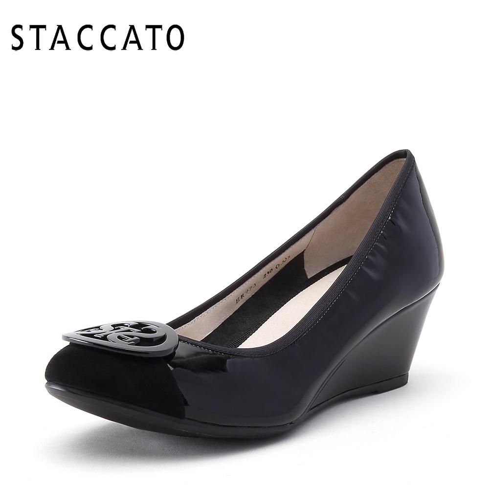 STACCATO/思加圖2018春季坡跟淺口女單鞋優雅女鞋ER973AQ8