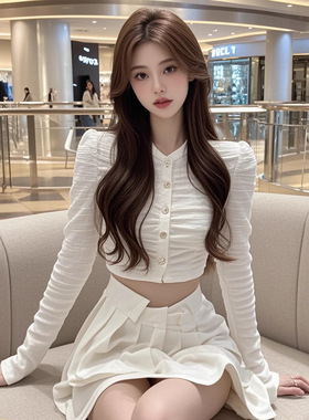 TZ4610白色圆领单排扣长袖衬衫女温柔气质御姐范修身显瘦短款上衣