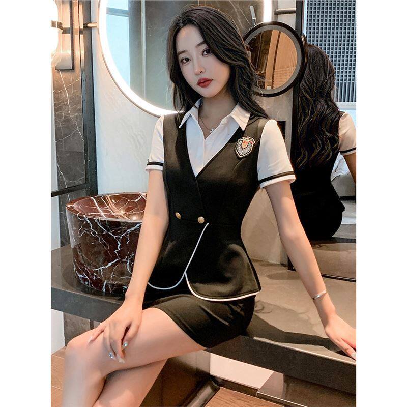 工作服足浴前台技师酒店美容院制服KTV所店女工衣足疗短裙养生会