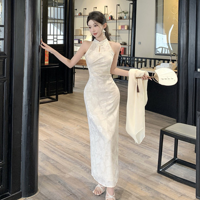 6251跨境外贸女装批发东南亚新中式改良旗袍连衣裙+流苏防晒外套