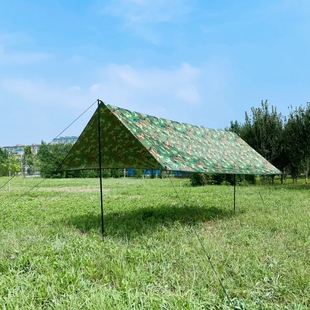 可定制戶外迷彩天幕帳篷露營野營遮陽篷防曬防雨牛津布涂銀沙灘棚