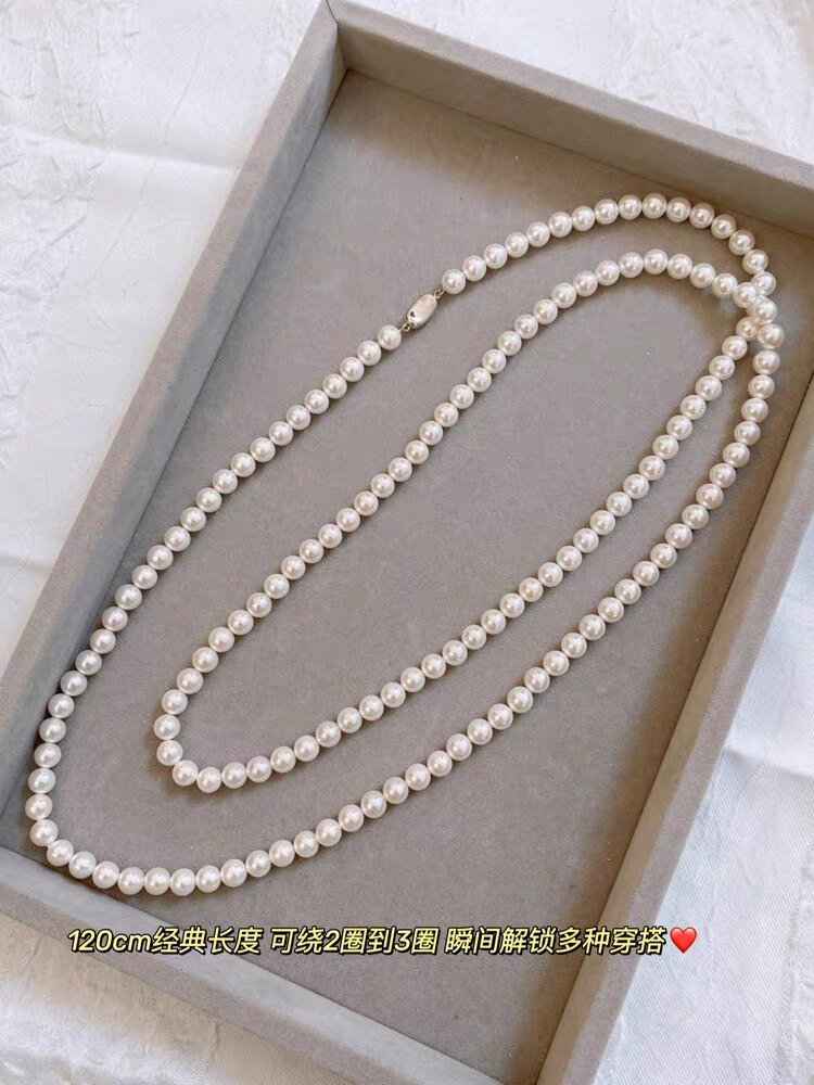 维纳斯轻奢925银澳白珍珠毛衣链长款珍珠项链女珍珠多圈项链女