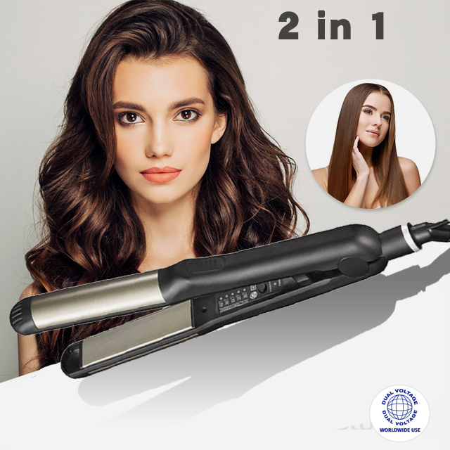 New 2-in-1 Professional-Quality Flat Iron Hair Straightener 个人护理/保健/按摩器材 卷/直发器 原图主图