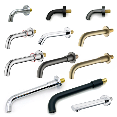 暗装面盆水龙头枪灰色26cm加长出水嘴浴室入墙洗手盆龙头10厘米圆