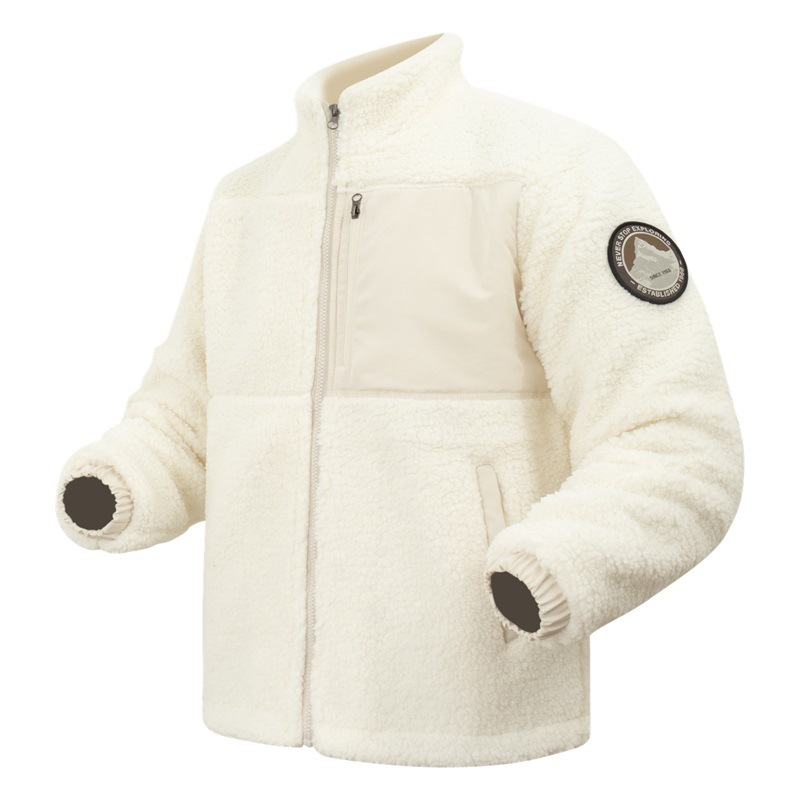 2024新款冬季户外防风保暖外单羊羔绒二开外套夹克男7012夹绒